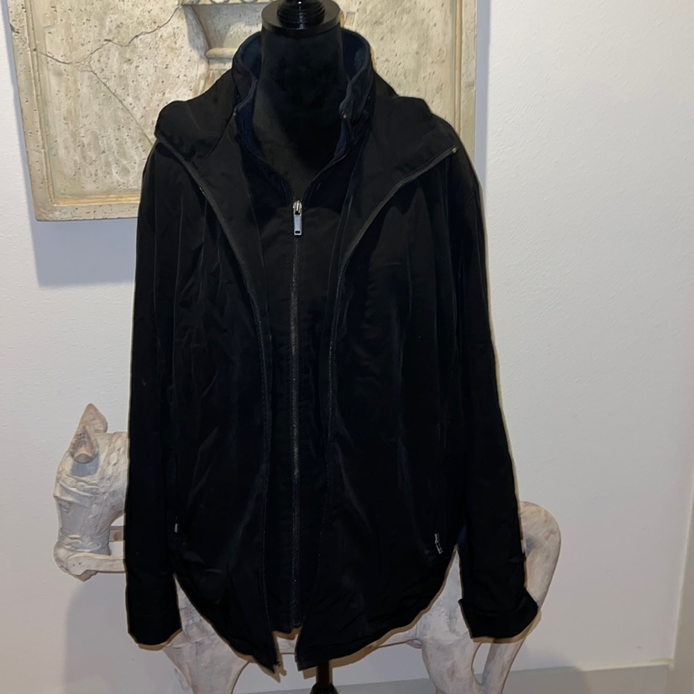 APT 9 black double zip front polyester jacket Sz L